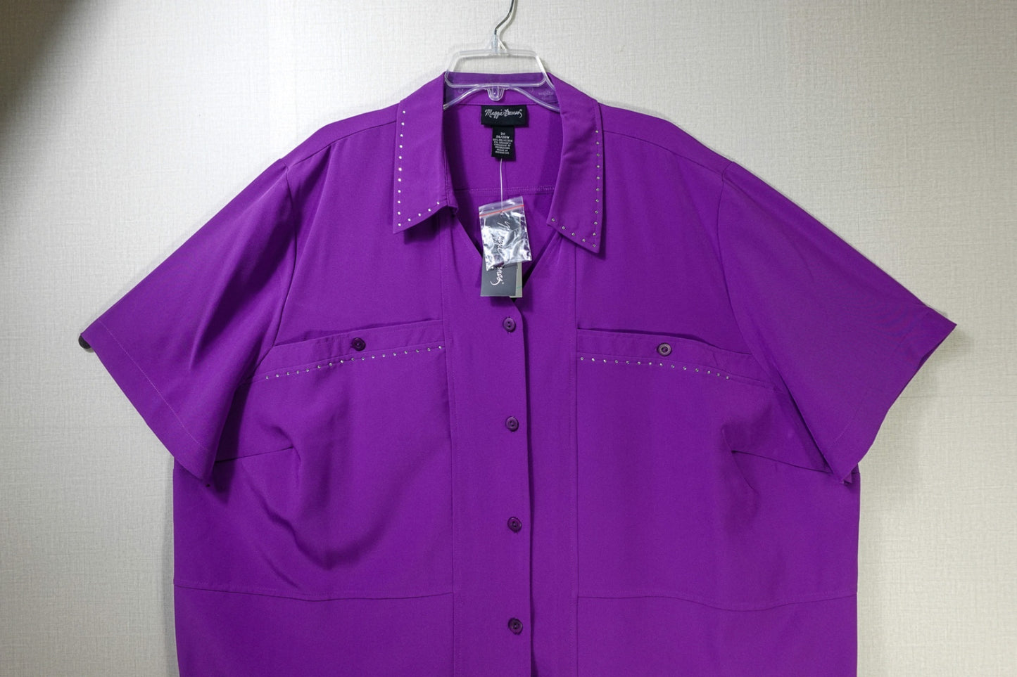 Maggie Barnes, New Short Sleeved Top, 3X, polyester/spandex