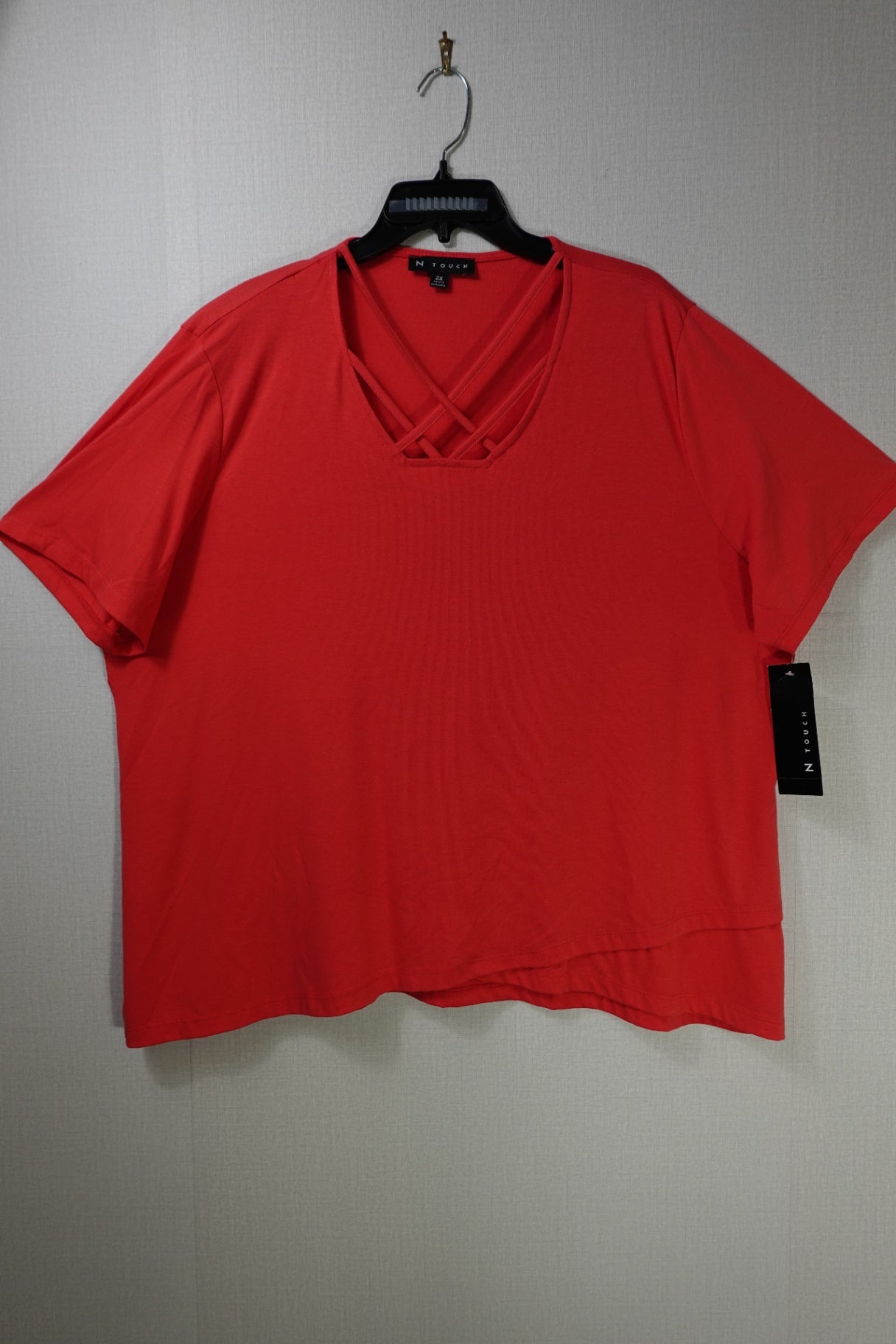N Touch, Short Sleeved Top, 2X, Polyester, Rayon, Spandex