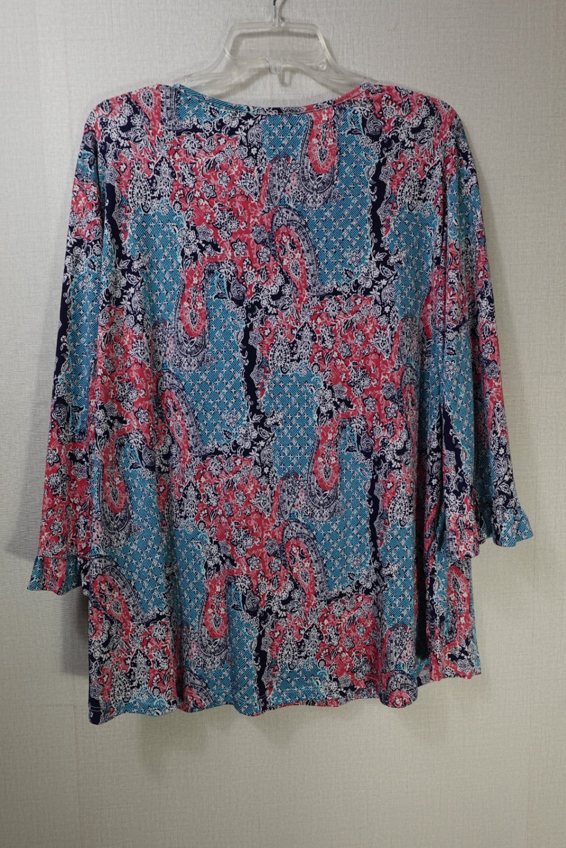Southern Lady, 3/4 Sleeve Top, 1X, polyester/spandex (P/S)