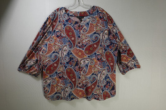 N Touch, New 3/4 Sleeve Top, 2X, Polyester, Spandex