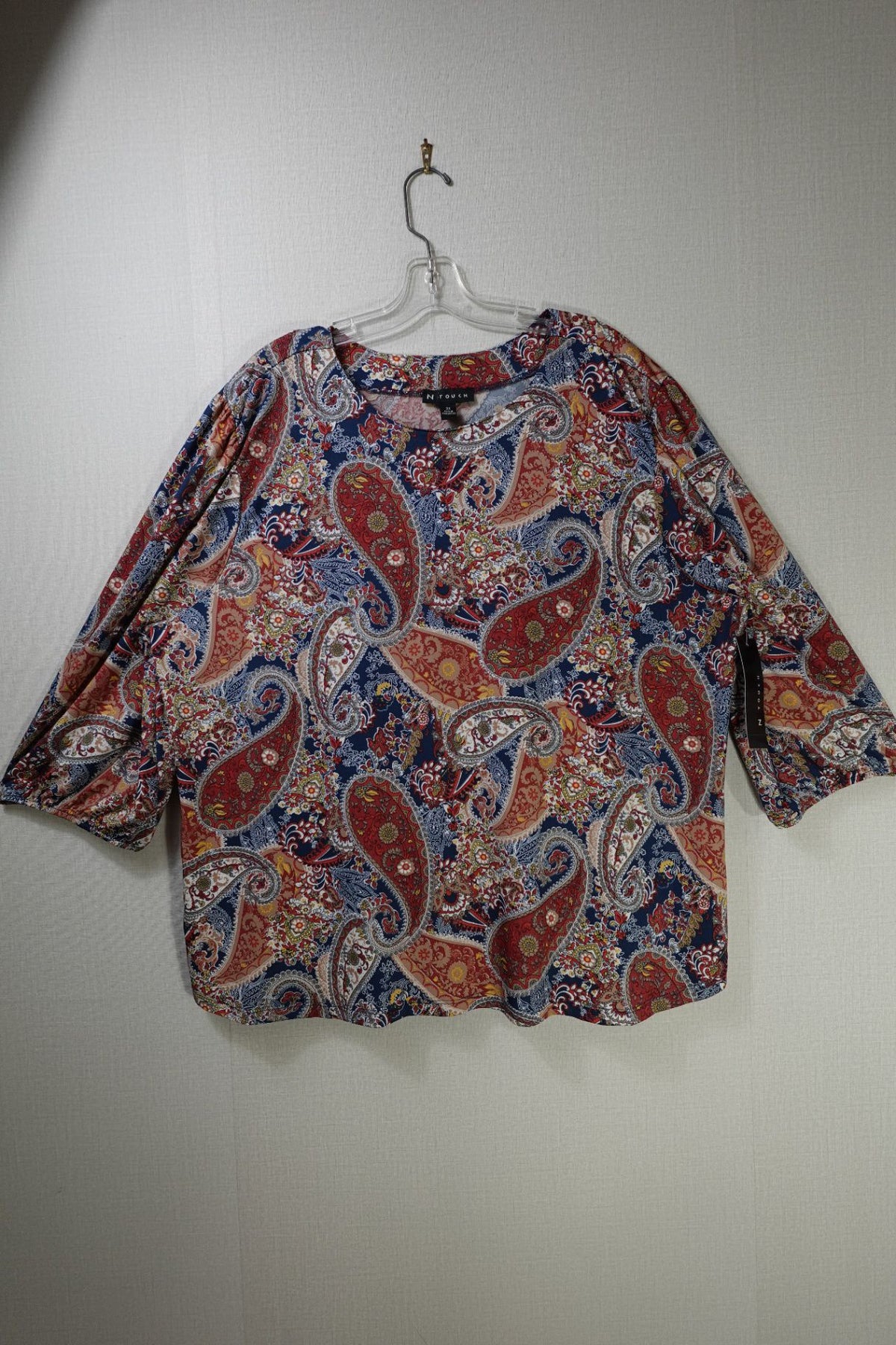 N Touch, New 3/4 Sleeve Top, 2X, Polyester, Spandex