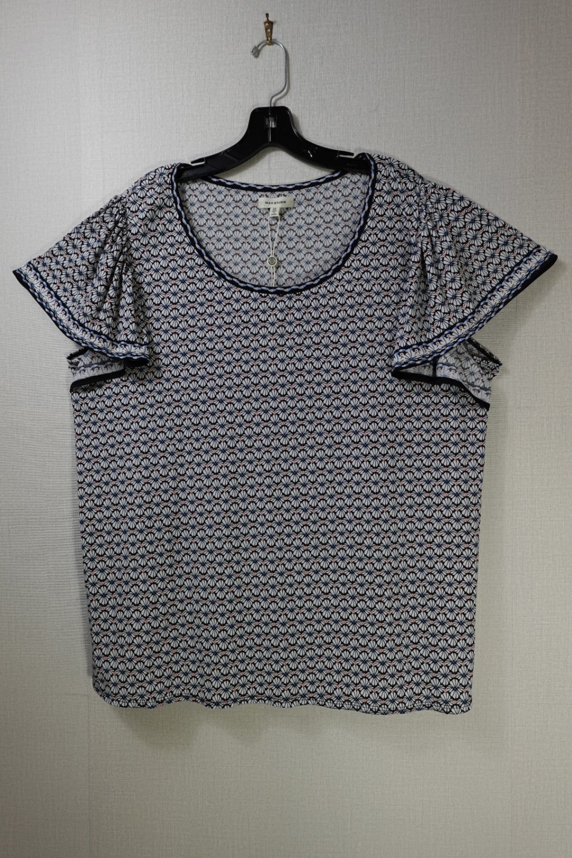 Max Studio, New short sleeve top, 2X, Polyester, Spandex