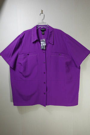 Maggie Barnes, New Short Sleeved Top, 3X, polyester/spandex