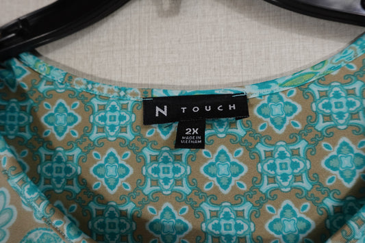 N Touch, Short Sleeved Top, 2X, Polyester, Spandex