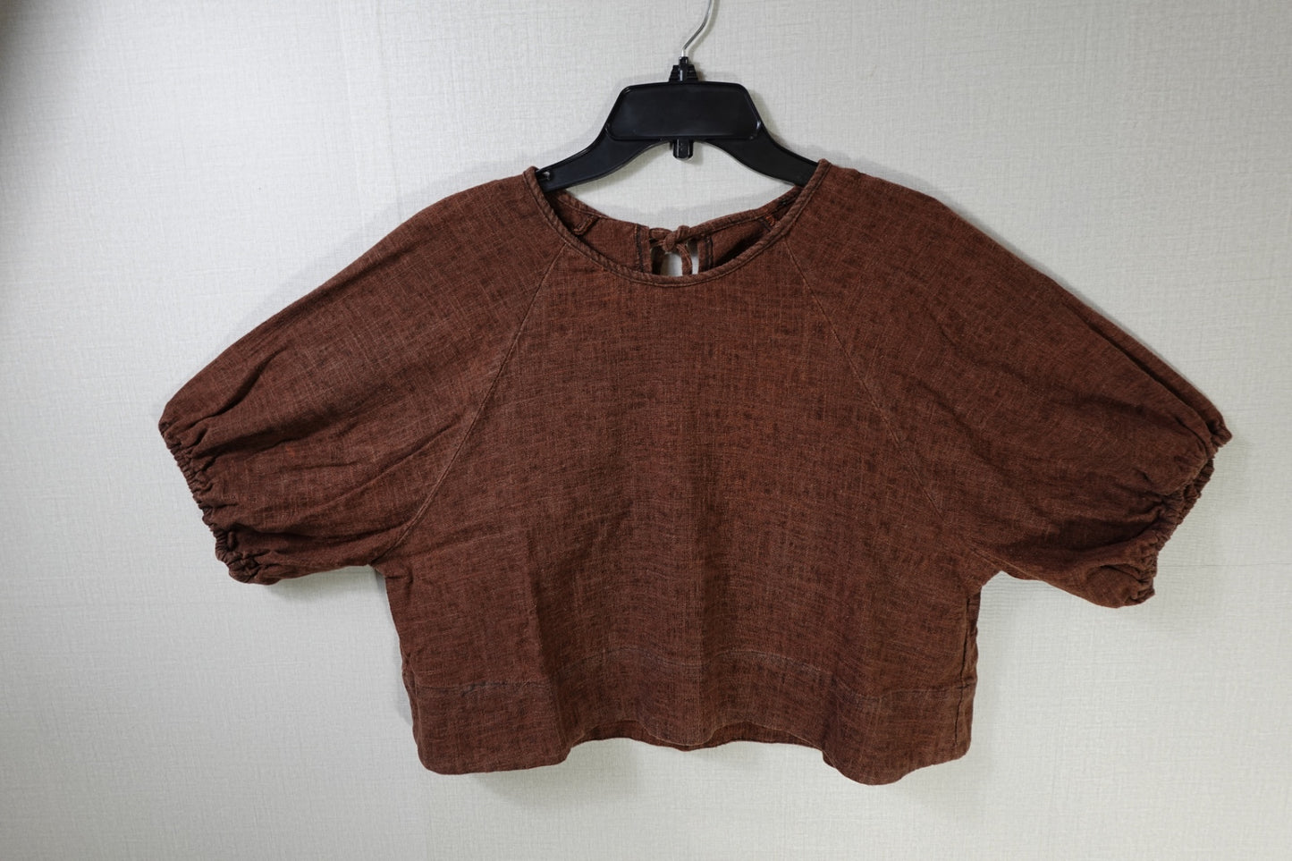 (No Label), Short Sleeved Cropped Top, XL, Linen? no label