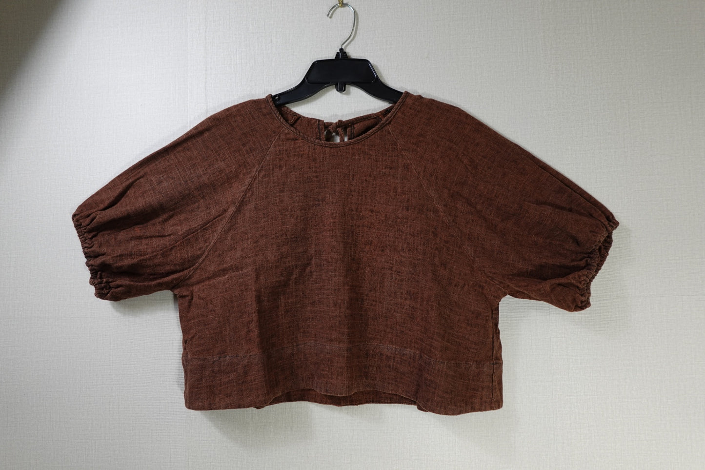 (No Label), Short Sleeved Cropped Top, XL, Linen? no label