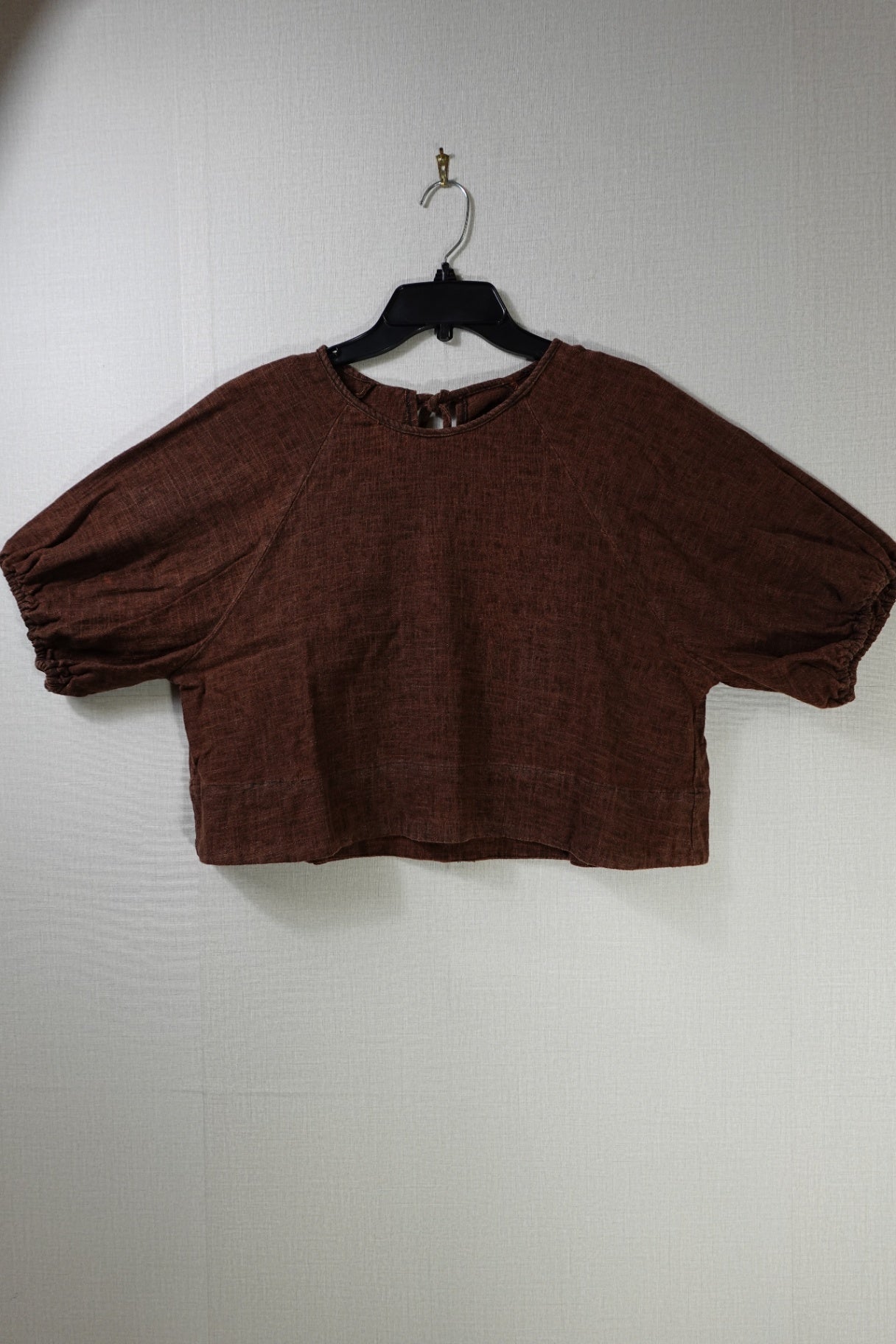 (No Label), Short Sleeved Cropped Top, XL, Linen? no label