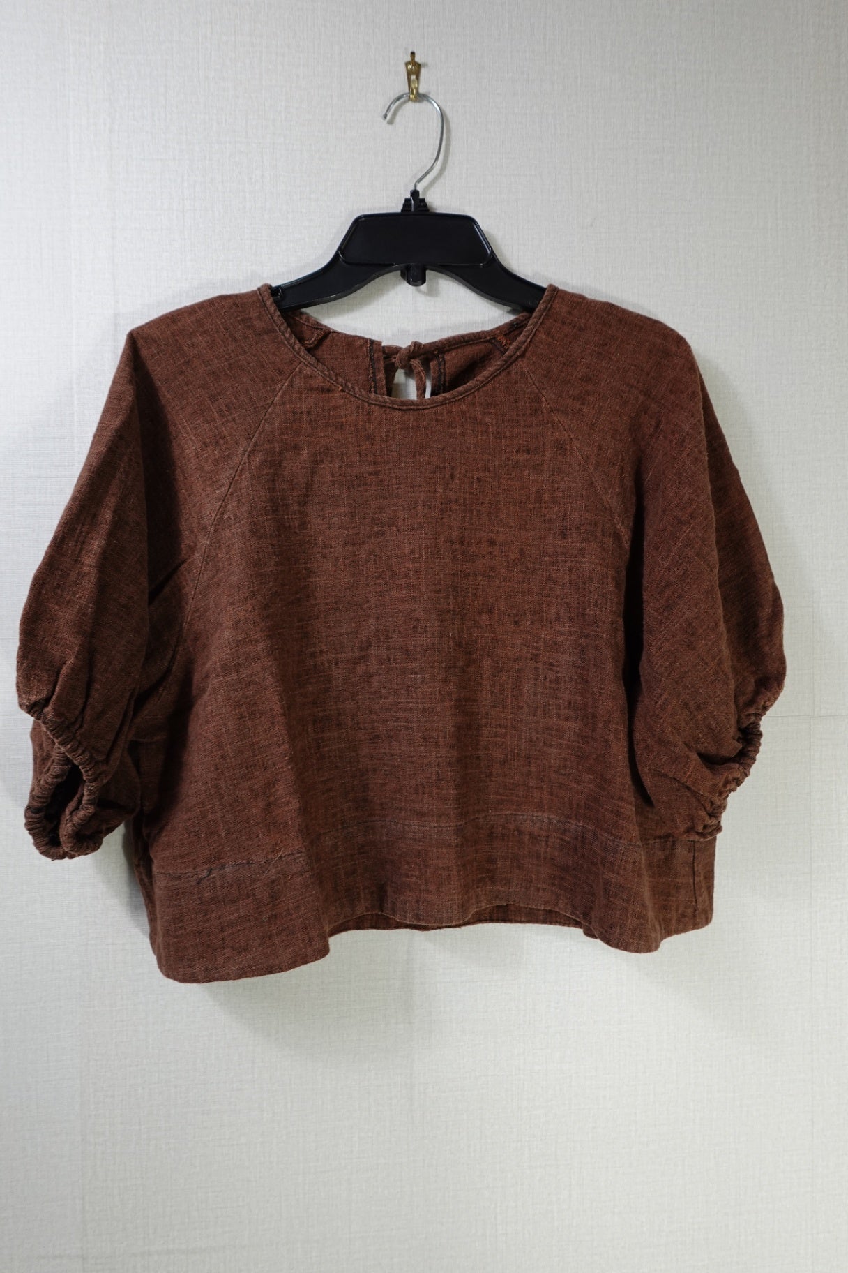 (No Label), Short Sleeved Cropped Top, XL, Linen? no label