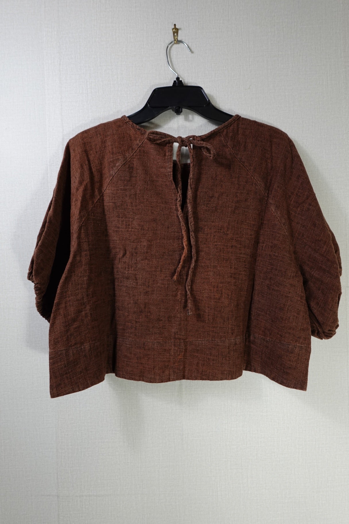 (No Label), Short Sleeved Cropped Top, XL, Linen? no label
