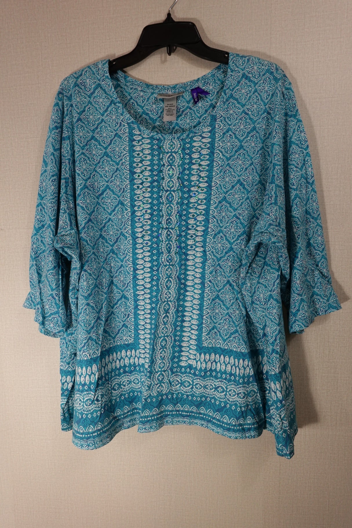 Catherine's, 3/4 Sleeve Top, 26/28wp, Cotton