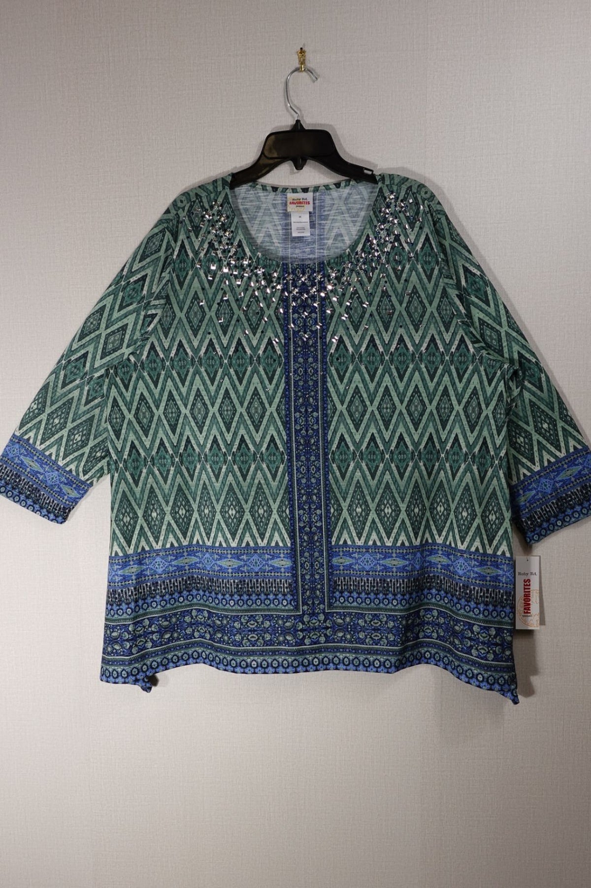 Ruby Rd., New Long Sleeves Top, 2X, Polyester blend