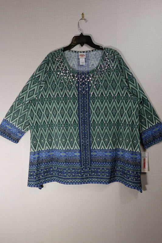Ruby Rd., New Long Sleeves Top, 2X, Polyester blend