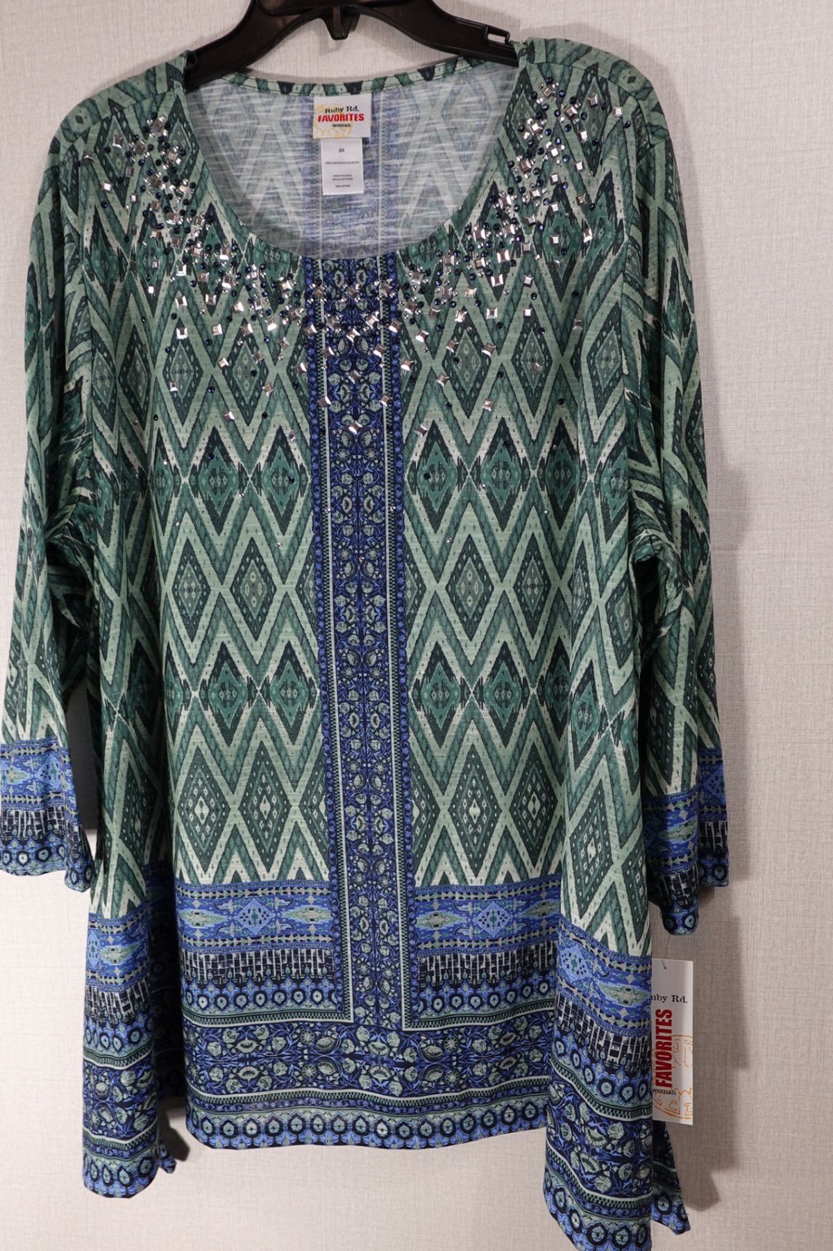 Ruby Rd., New Long Sleeves Top, 2X, Polyester blend