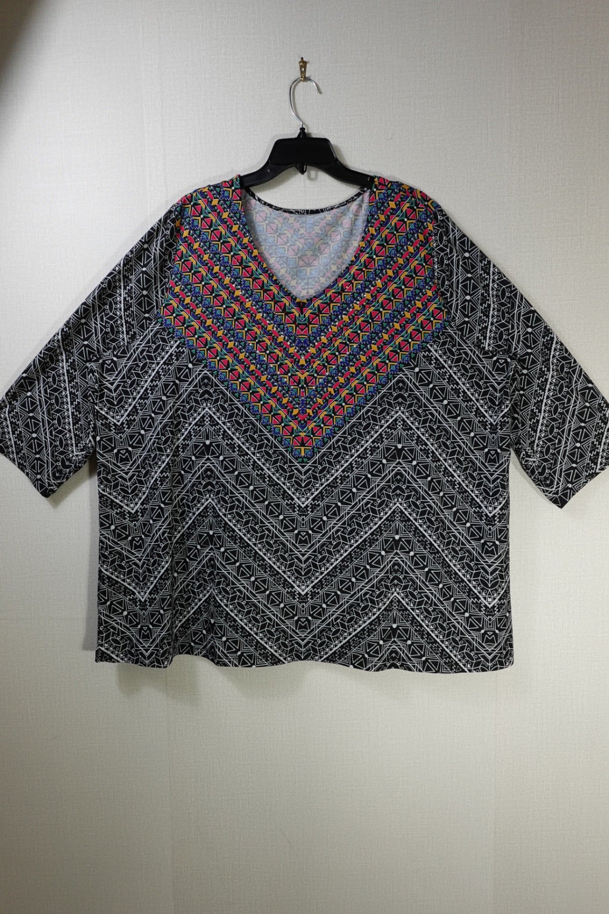 Catherines, 3/4 SLEEVE TOP, 22/24W, Polyester, Spandex