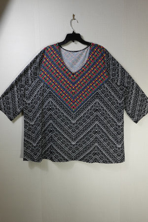 Catherines, 3/4 SLEEVE TOP, 22/24W, Polyester, Spandex