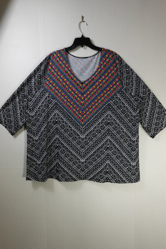 Catherines, 3/4 SLEEVE TOP, 22/24W, Polyester, Spandex