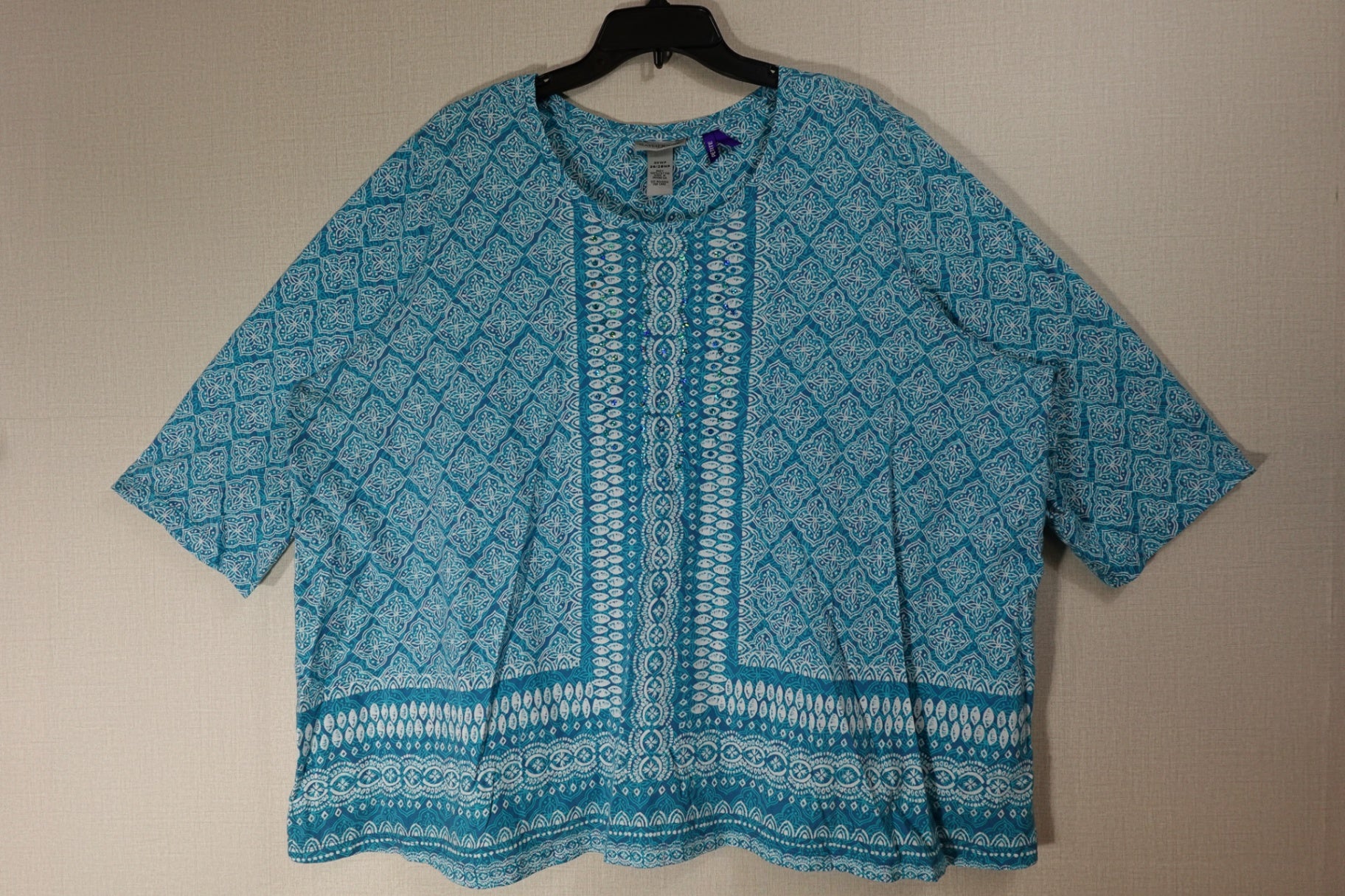 Catherine's, 3/4 Sleeve Top, 26/28wp, Cotton