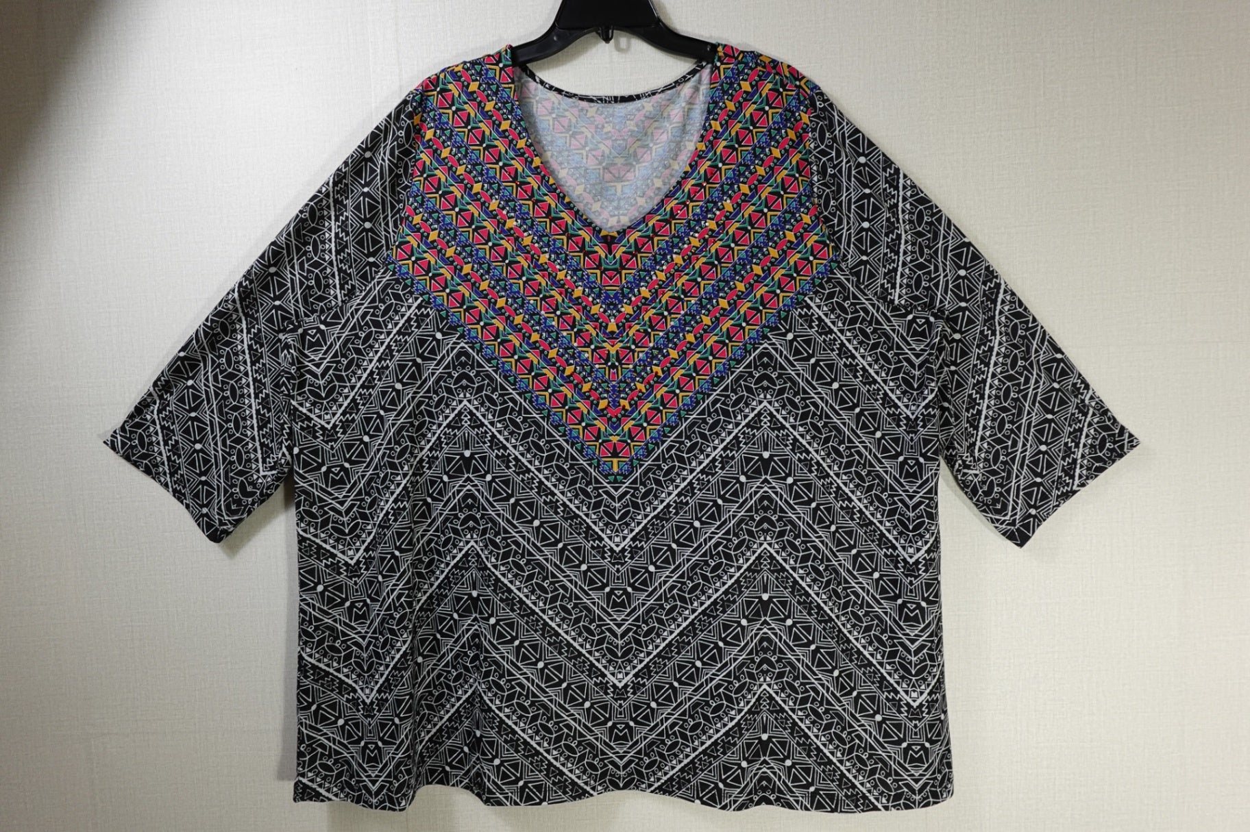 Catherines, 3/4 SLEEVE TOP, 22/24W, Polyester, Spandex