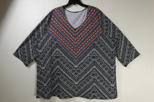 Catherines, 3/4 SLEEVE TOP, 22/24W, Polyester, Spandex