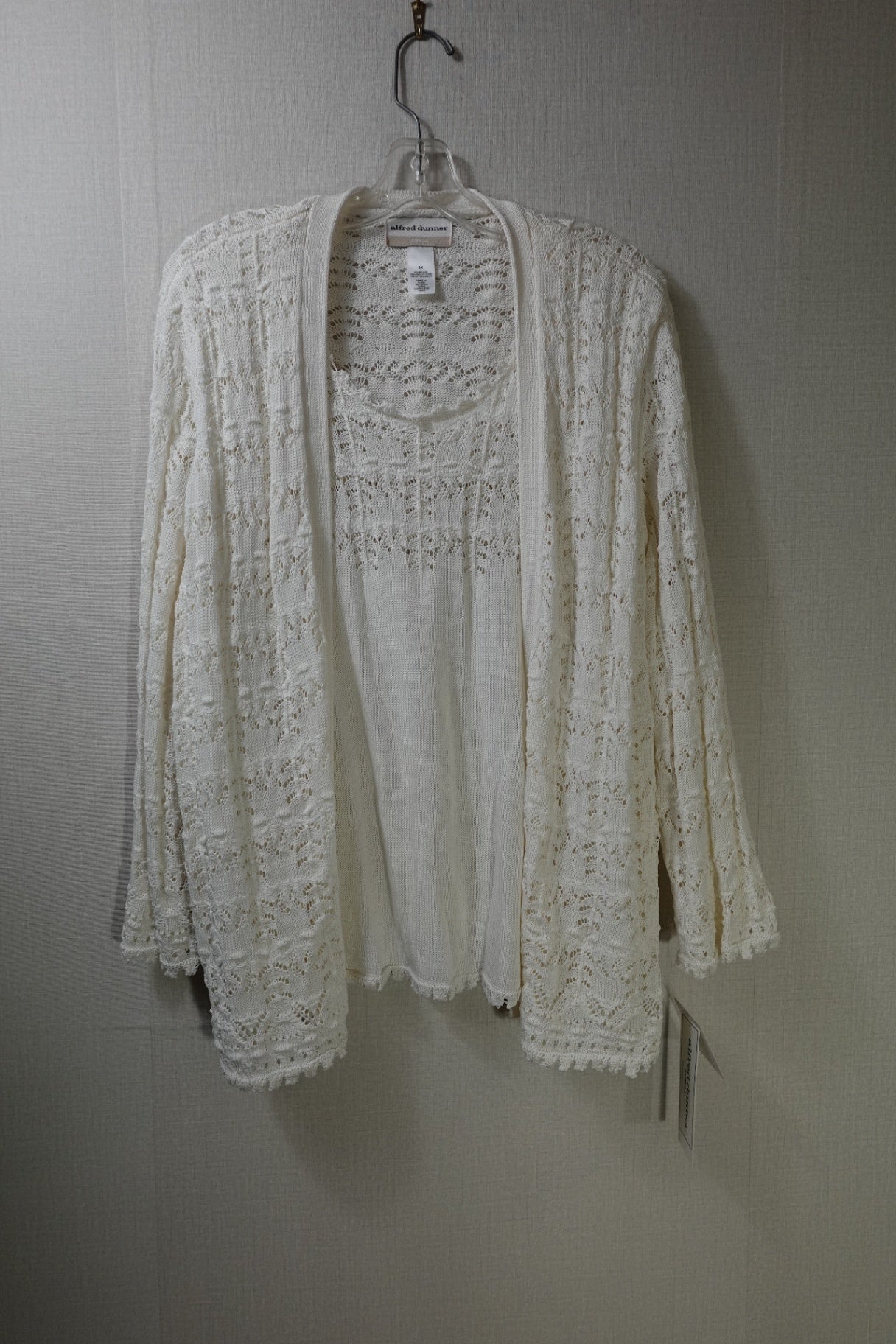 Alfred Dunner, NEW Knit Top Faux caridgan, 2X,