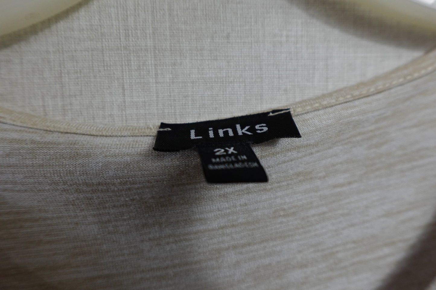 Links, New 3/4 sleeve top, 2X,