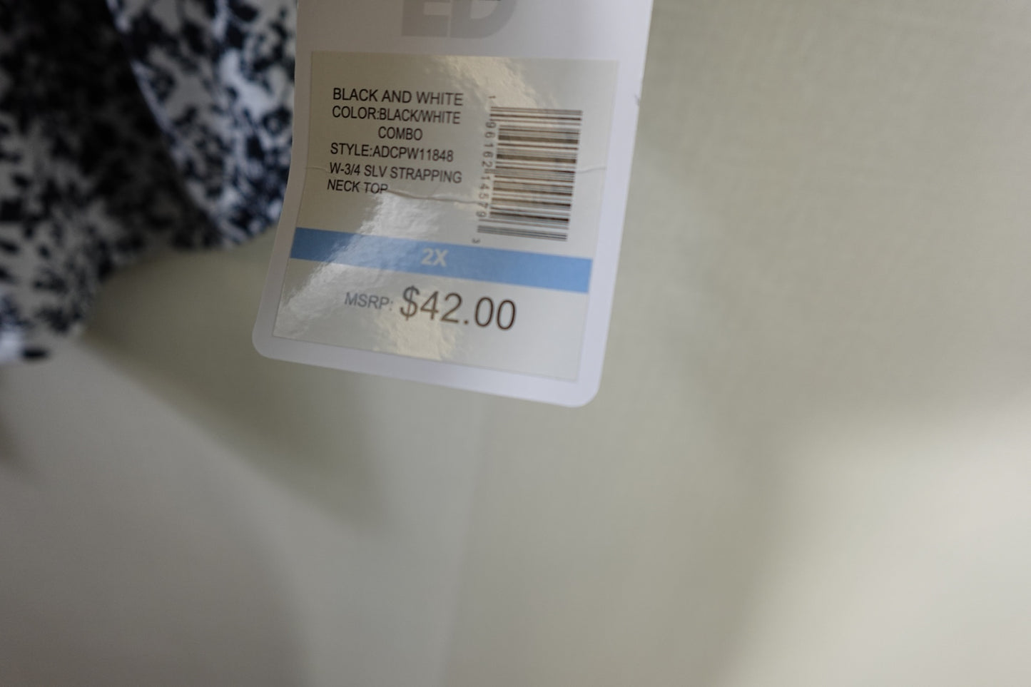 Emily Daniels, New 3/4 sleeve top, 2X,