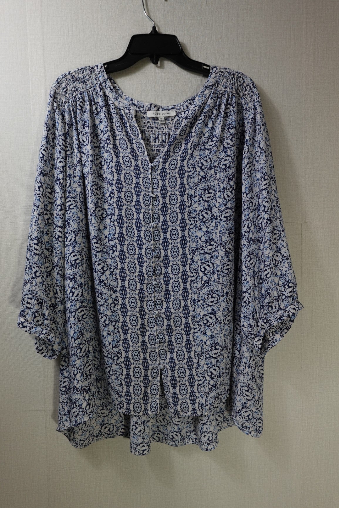 Rose + Olive, 3/4 SLEEVE TOP, 2X,