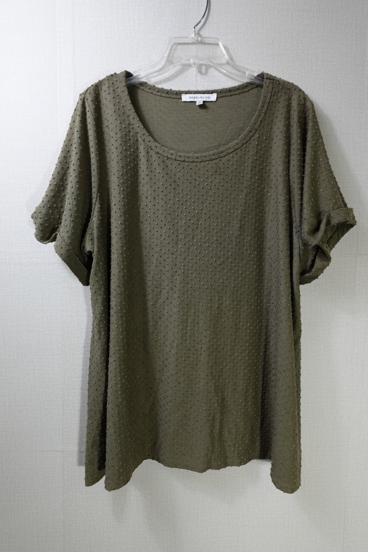 Rose + Olive, Short Sleeved Top, 2X,
