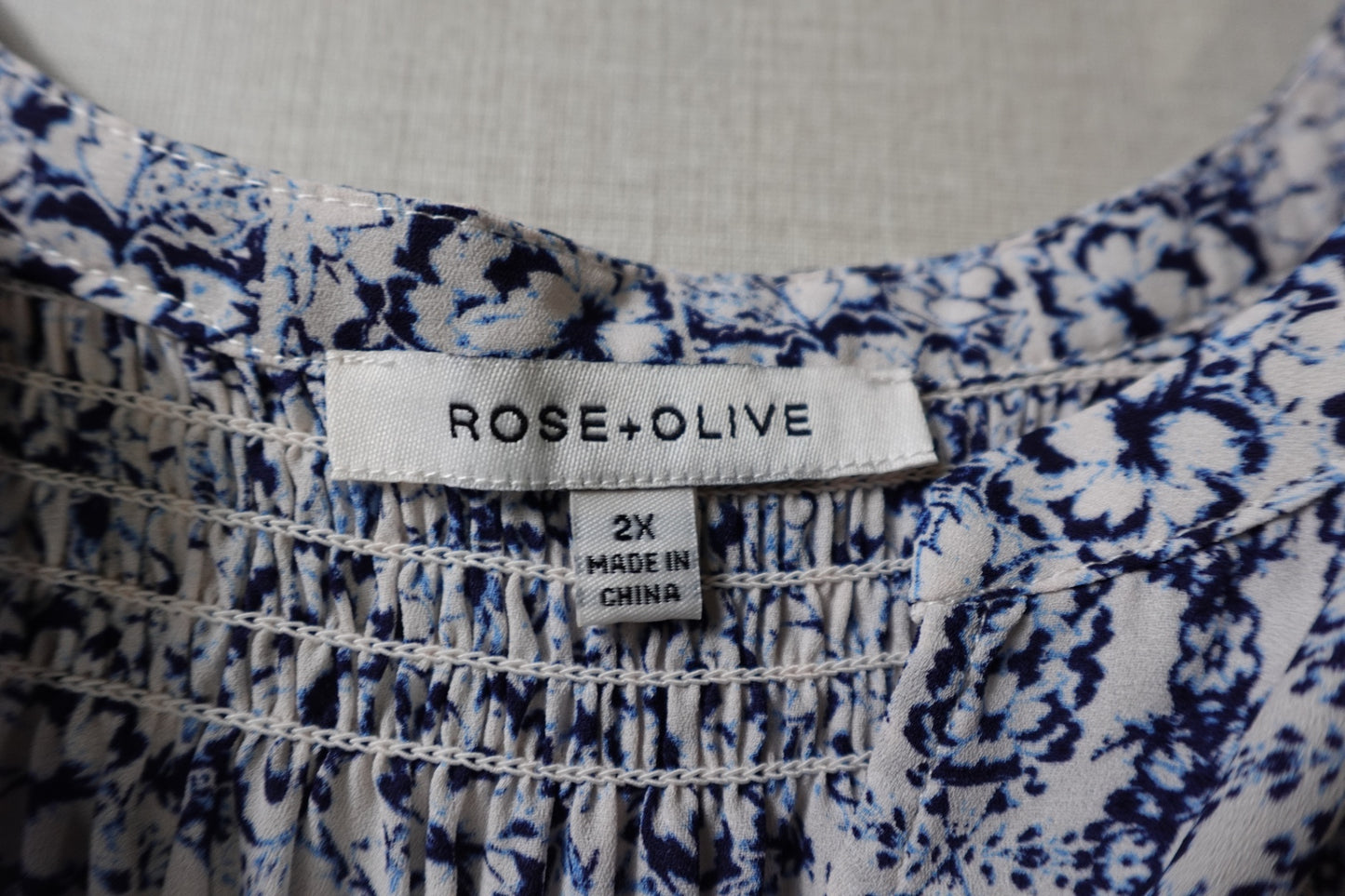 Rose + Olive, 3/4 SLEEVE TOP, 2X,