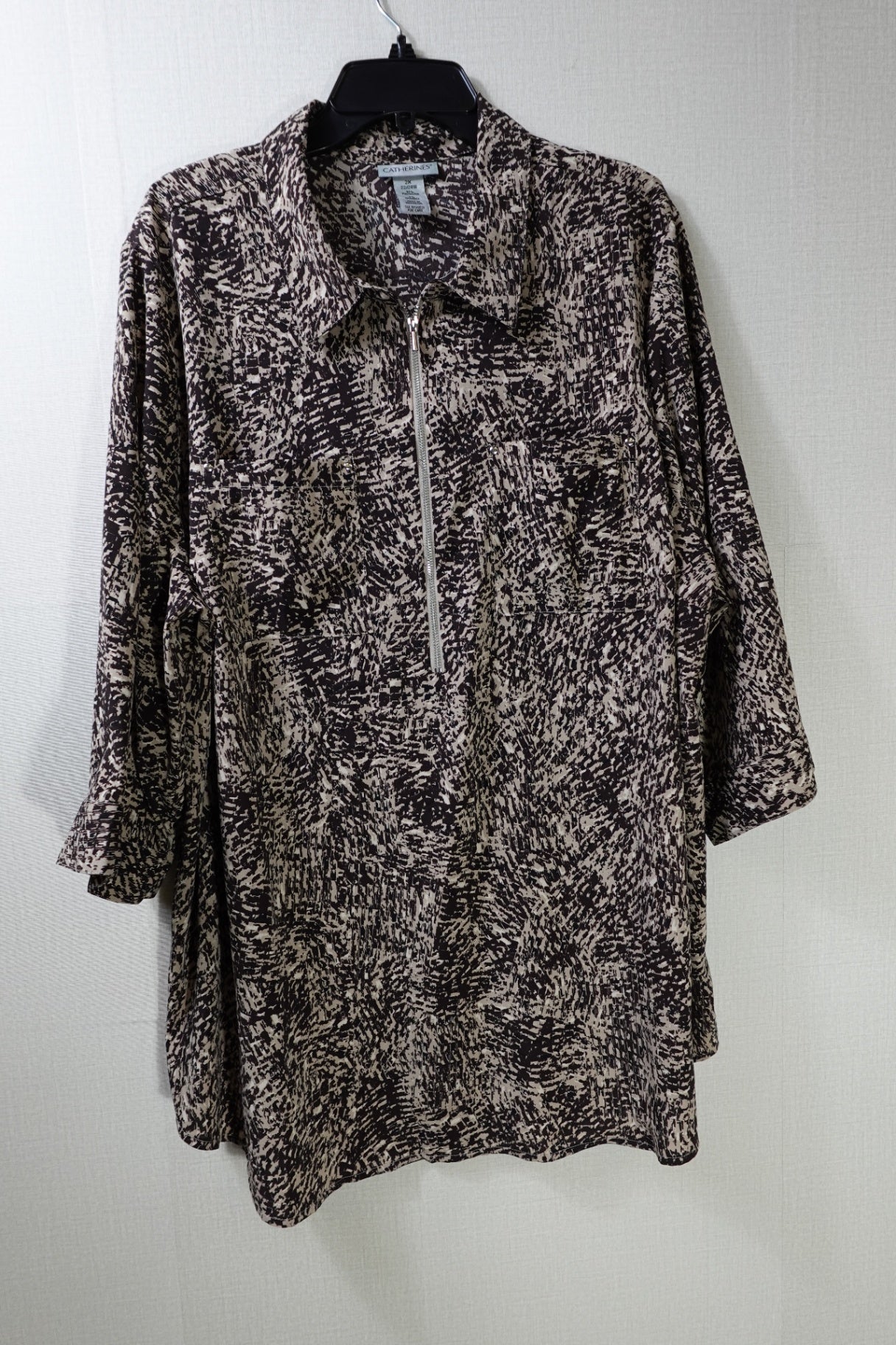 Catherines, Long Sleeves Top, 2X 22/24W, Polyester