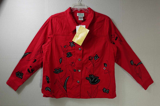 The Quacker Factory, New Vintage Denim Jacket, L, Cotton