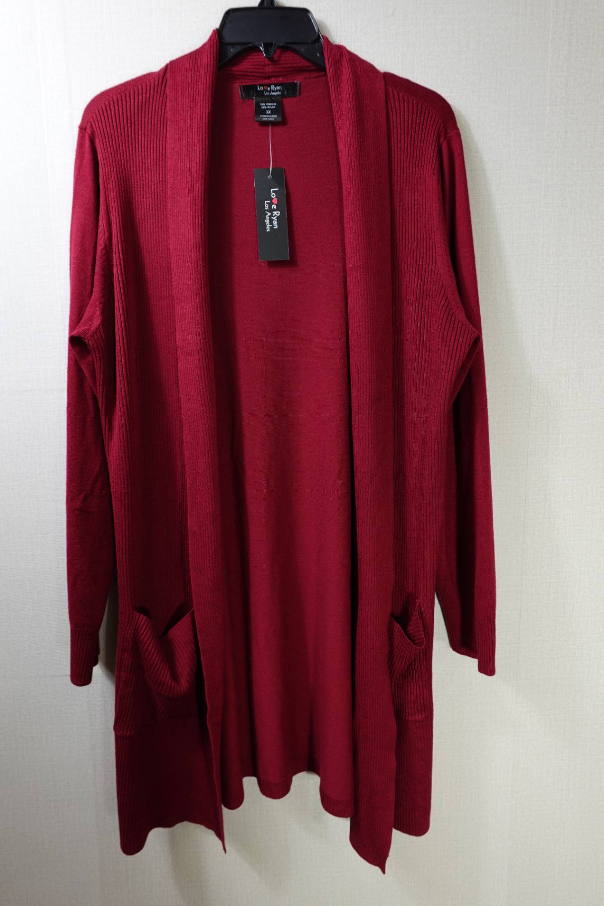 Love Ryan Los Angeles, NEW Cardigan, 1X, Viscose blend