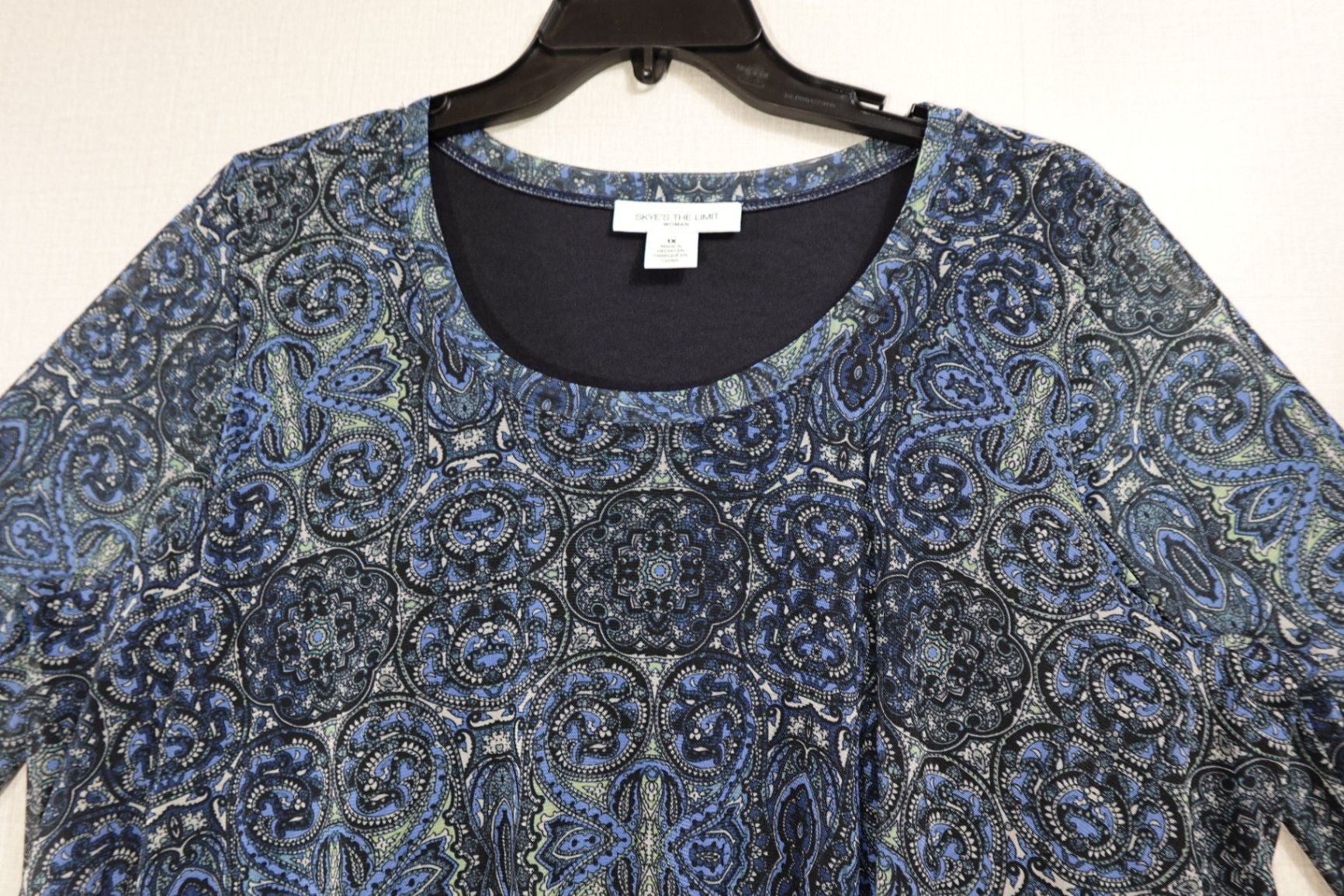 Skye's the Limit Woman, New 3/4 sleeve top, 1X, Polyester blend