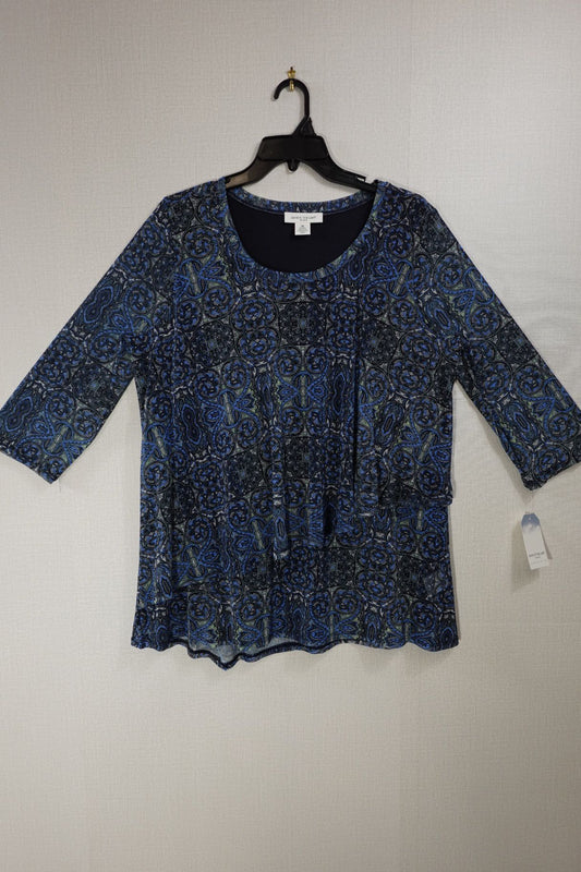 Skye's the Limit Woman, New 3/4 sleeve top, 1X, Polyester blend
