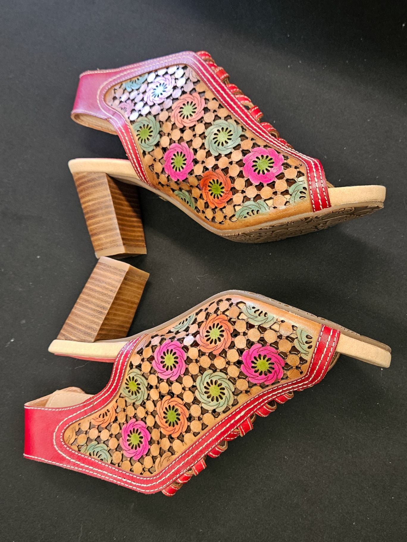Spring Step Lartiste, Heeled Sandals, 41 (10), Leather Upper