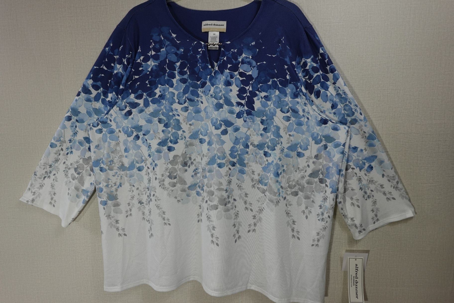 Alfred Dunner, New 3/4 Sleeve Top, 2X, Polyester blend