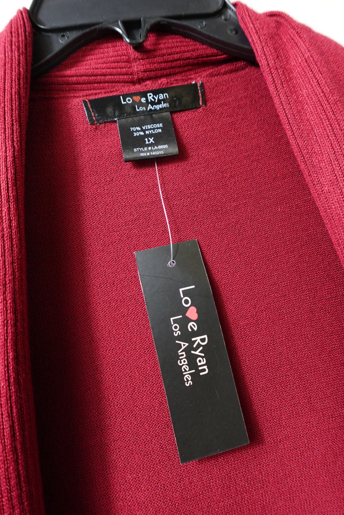 Love Ryan Los Angeles, NEW Cardigan, 1X, Viscose blend
