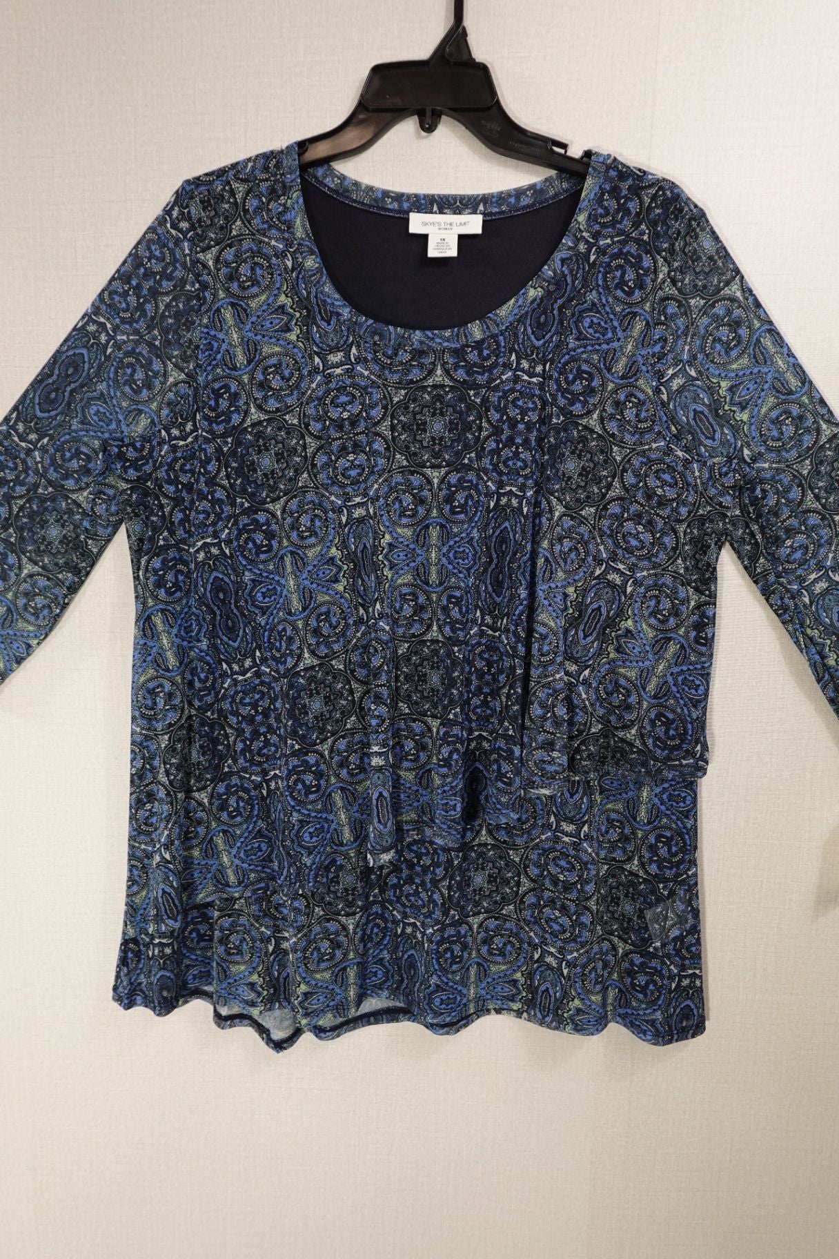 Skye's the Limit Woman, New 3/4 sleeve top, 1X, Polyester blend