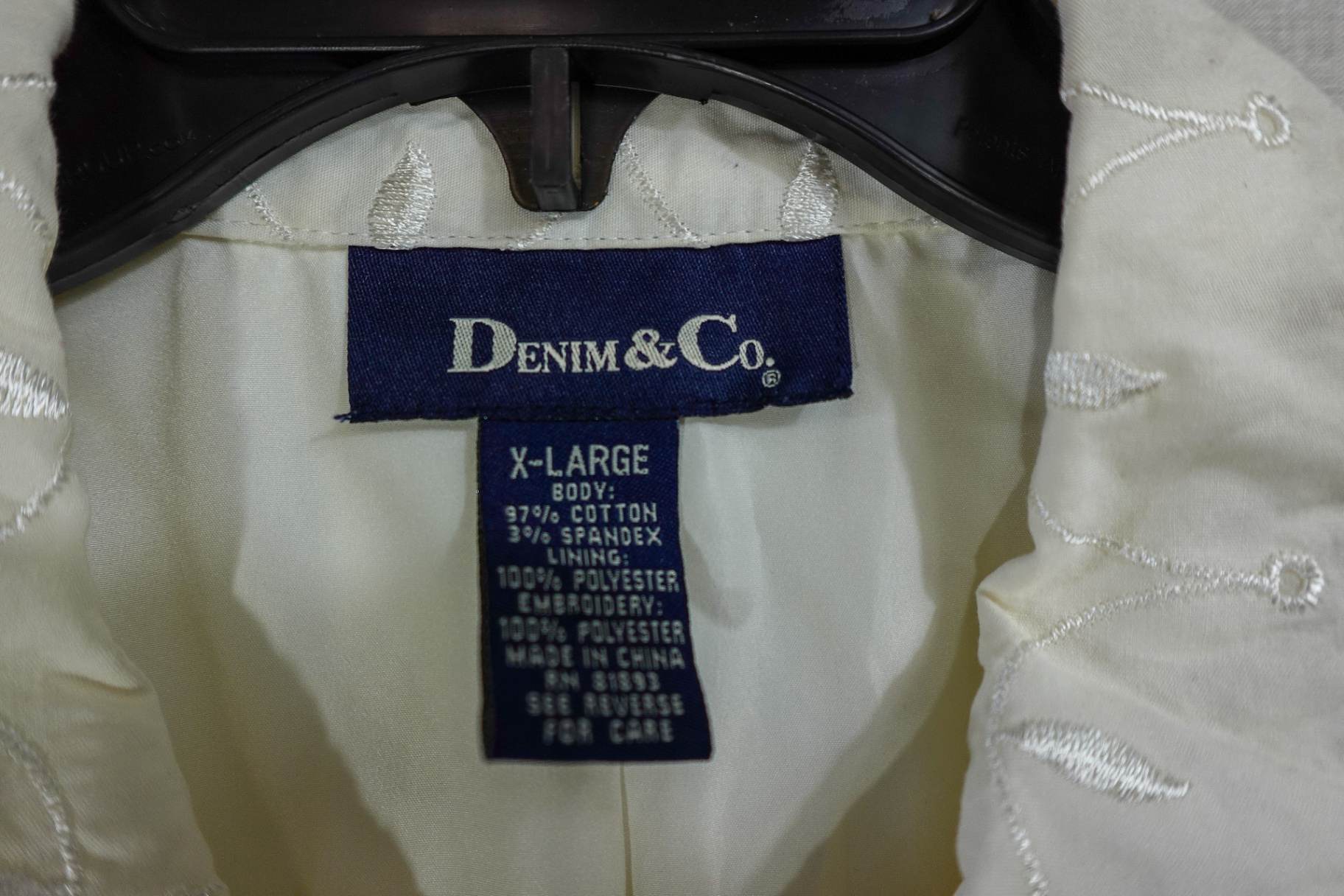 Denim & Co., Long Sleeve Button Down Top, Xl, Cotton, Spandex