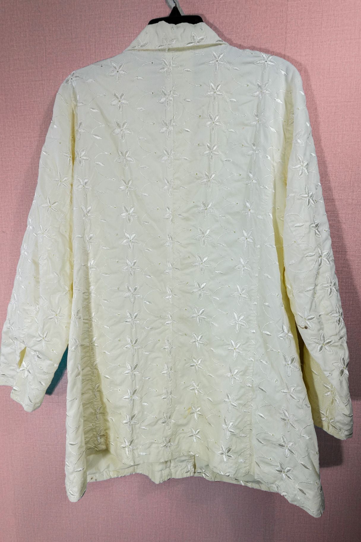 Denim & Co., Long Sleeve Button Down Top, Xl, Cotton, Spandex