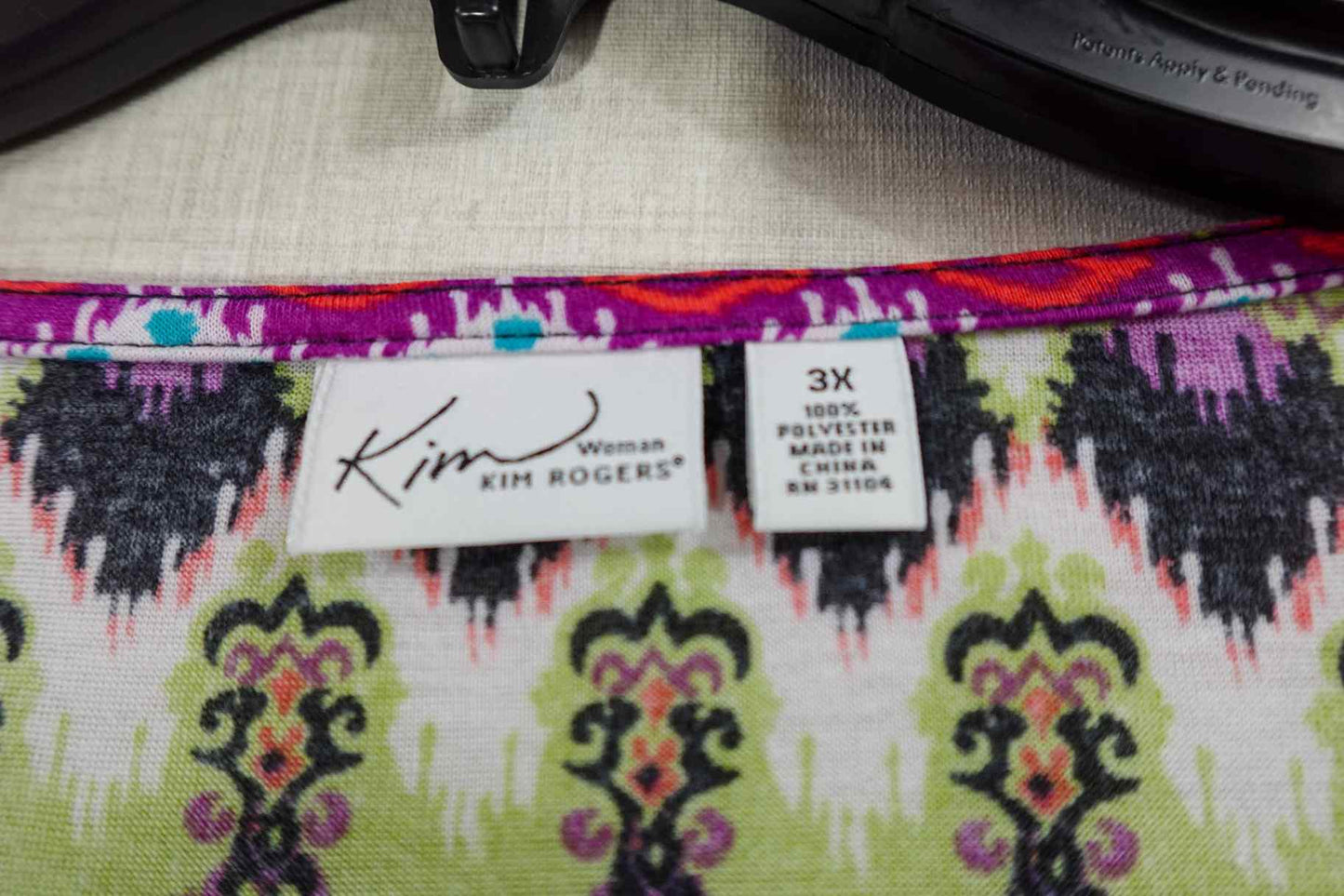 Kim Rogers, New 3/4 sleeve top, 3X, Polyester