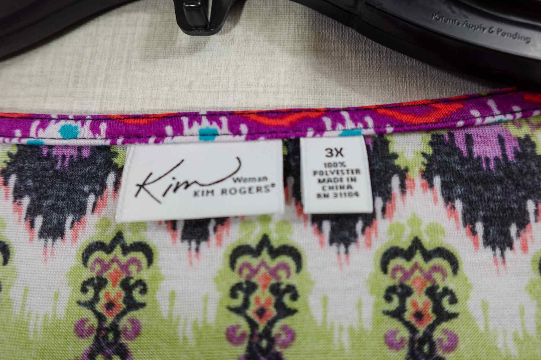 Kim Rogers, New 3/4 sleeve top, 3X, Polyester