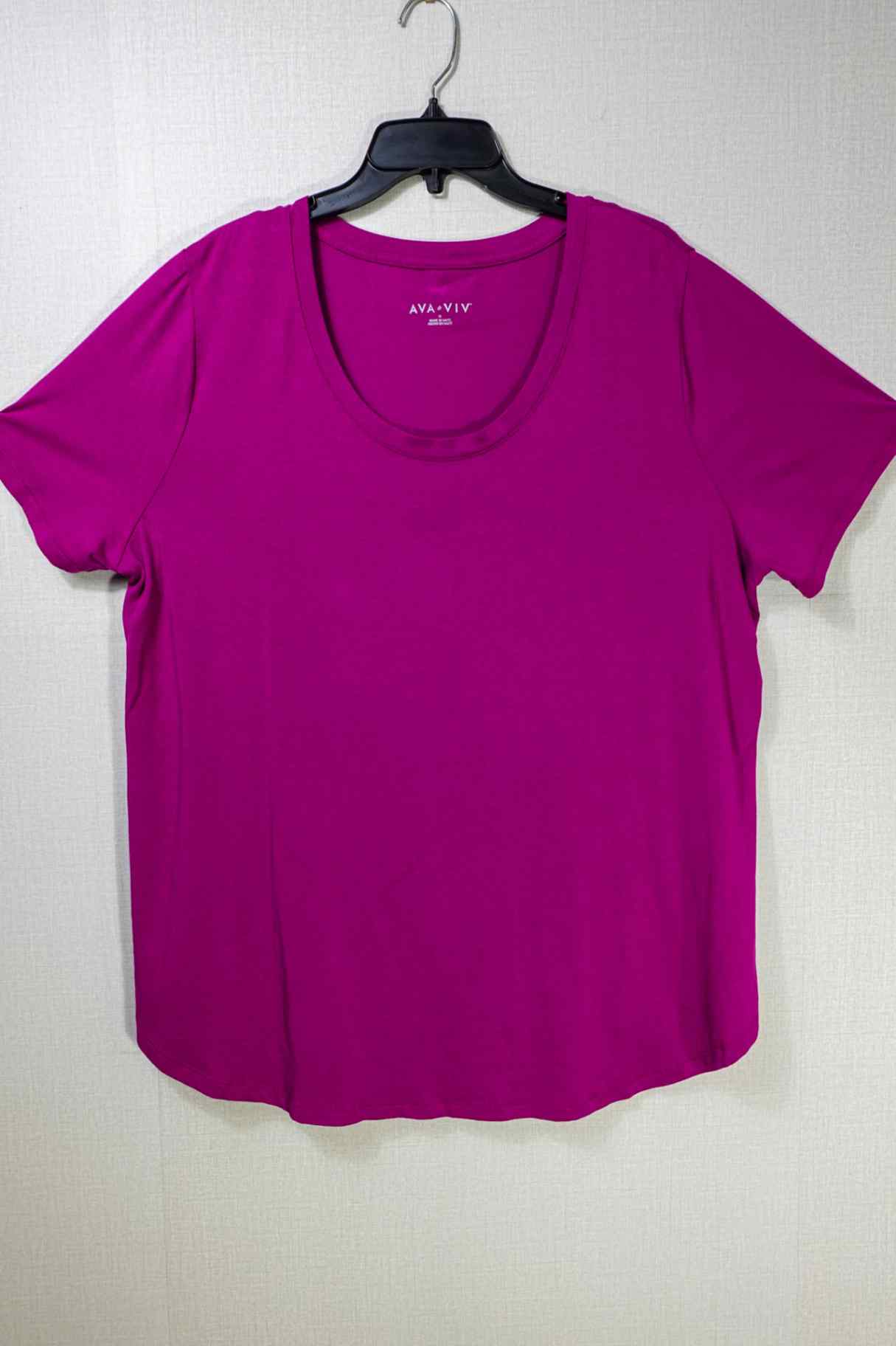 Ava & Viv, Short Sleeved Top, 1X, Cotton blend
