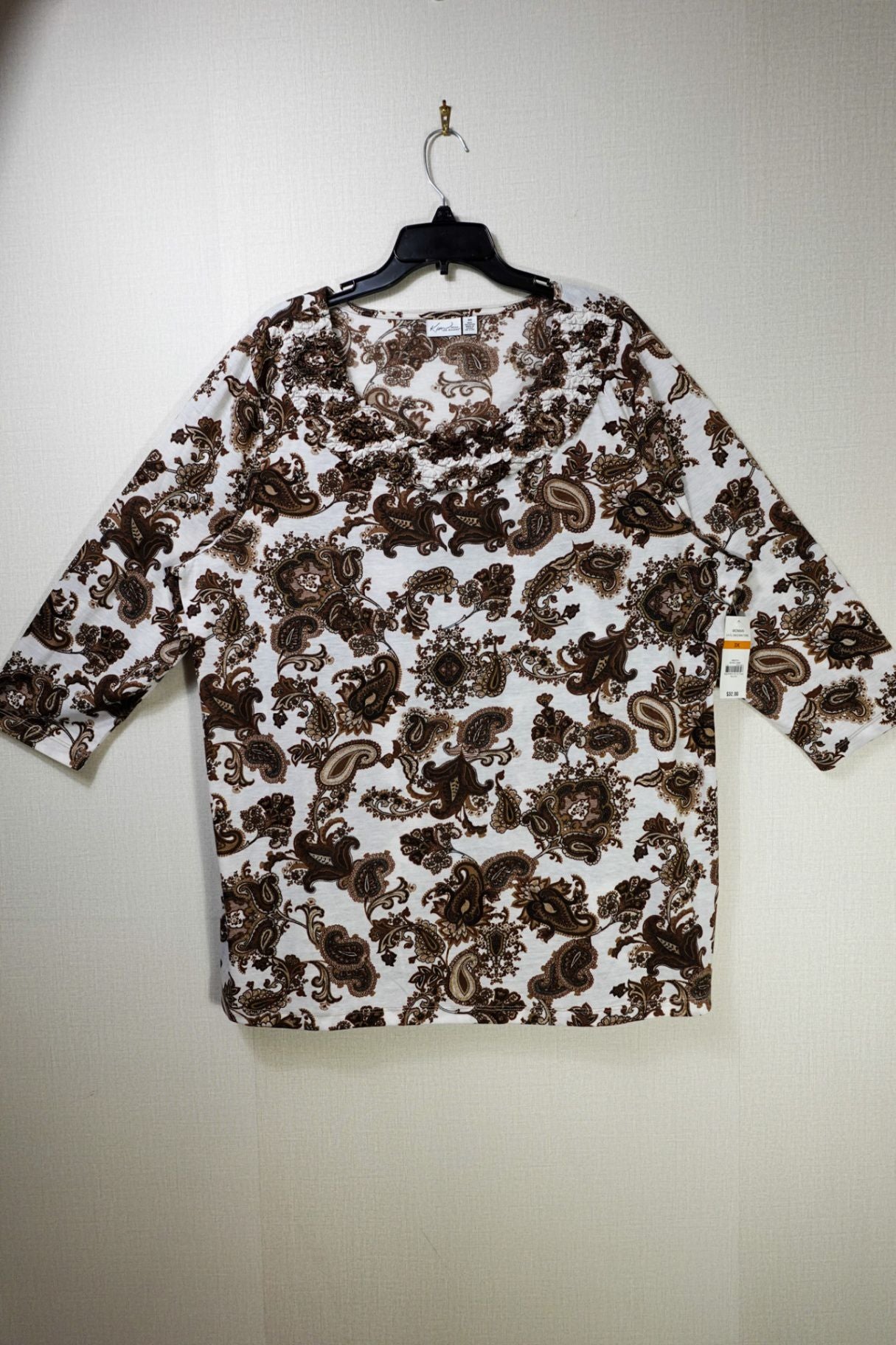 Kim Rogers, New 3/4 sleeve top, 3X, Polyester