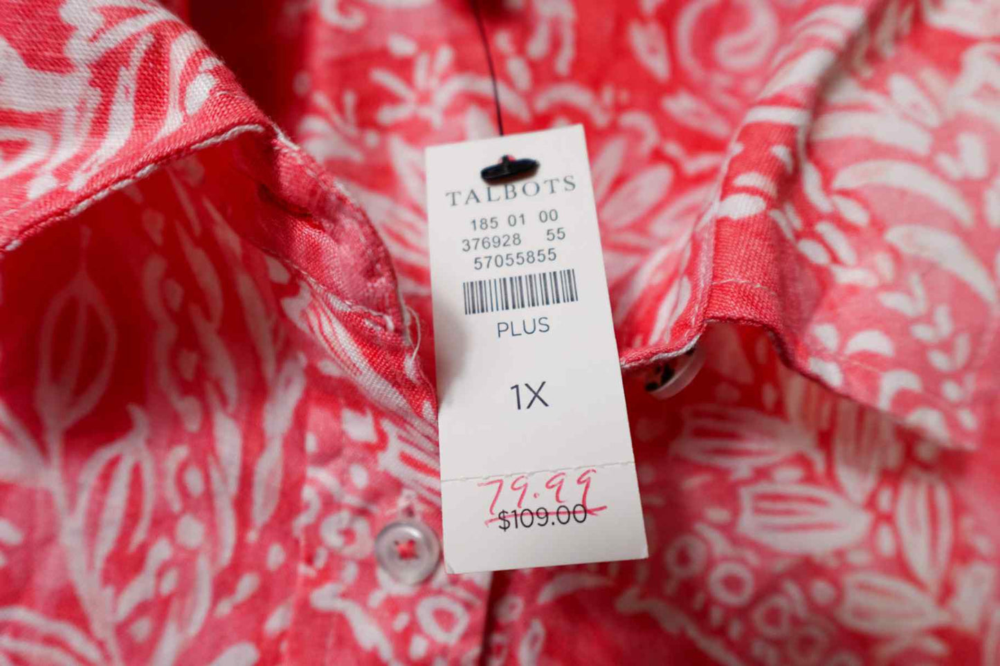 Talbots, New 3/4 Sleeve Top, 1X, Linen