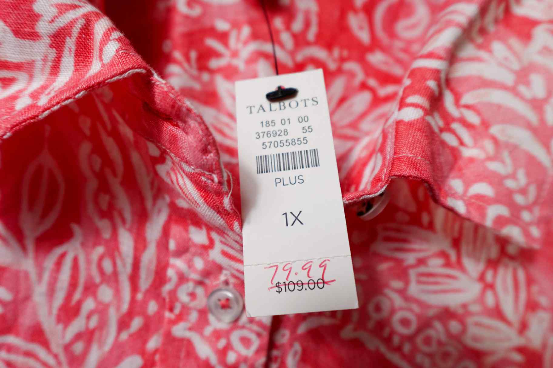 Talbots, New 3/4 Sleeve Top, 1X, Linen