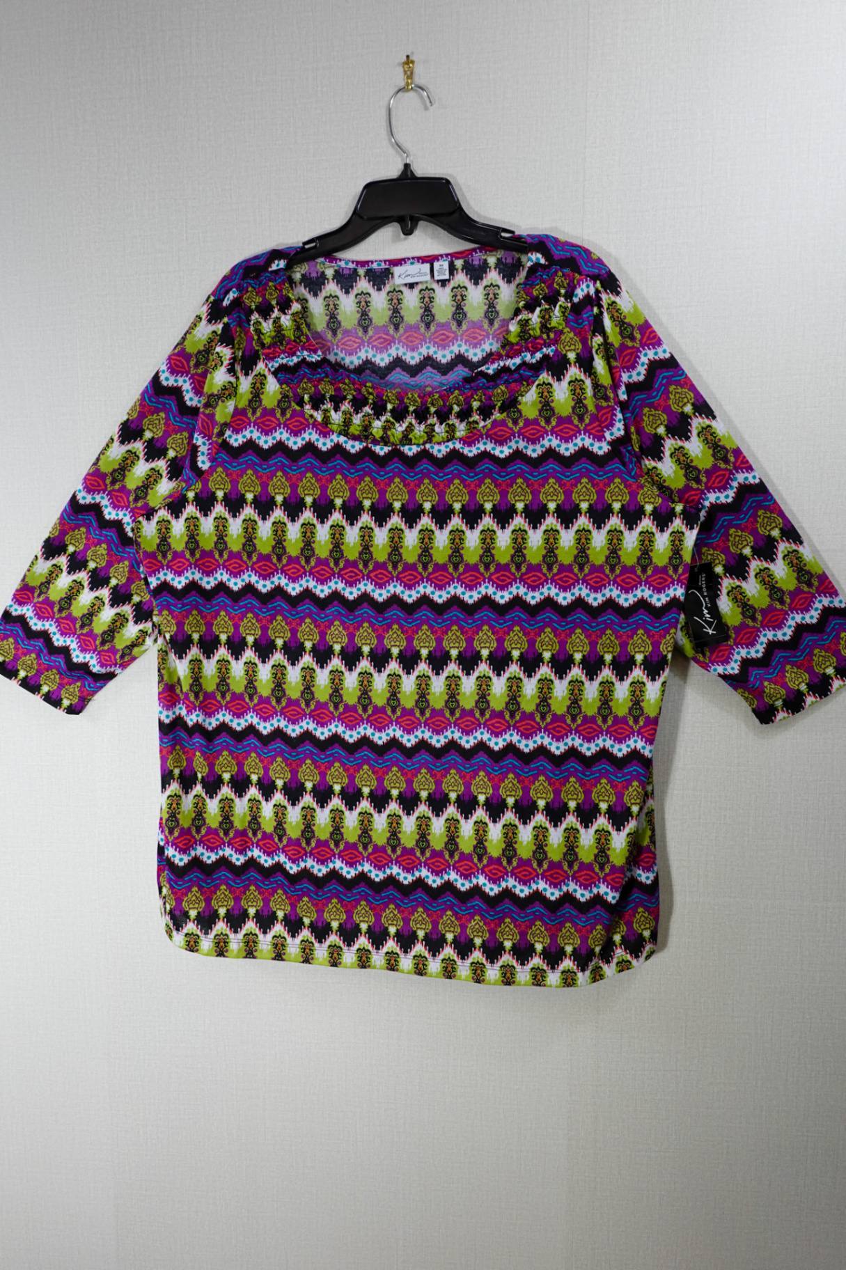 Kim Rogers, New 3/4 sleeve top, 3X, Polyester