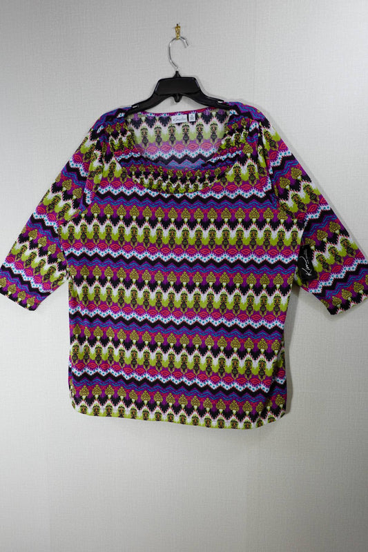 Kim Rogers, New 3/4 sleeve top, 3X, Polyester