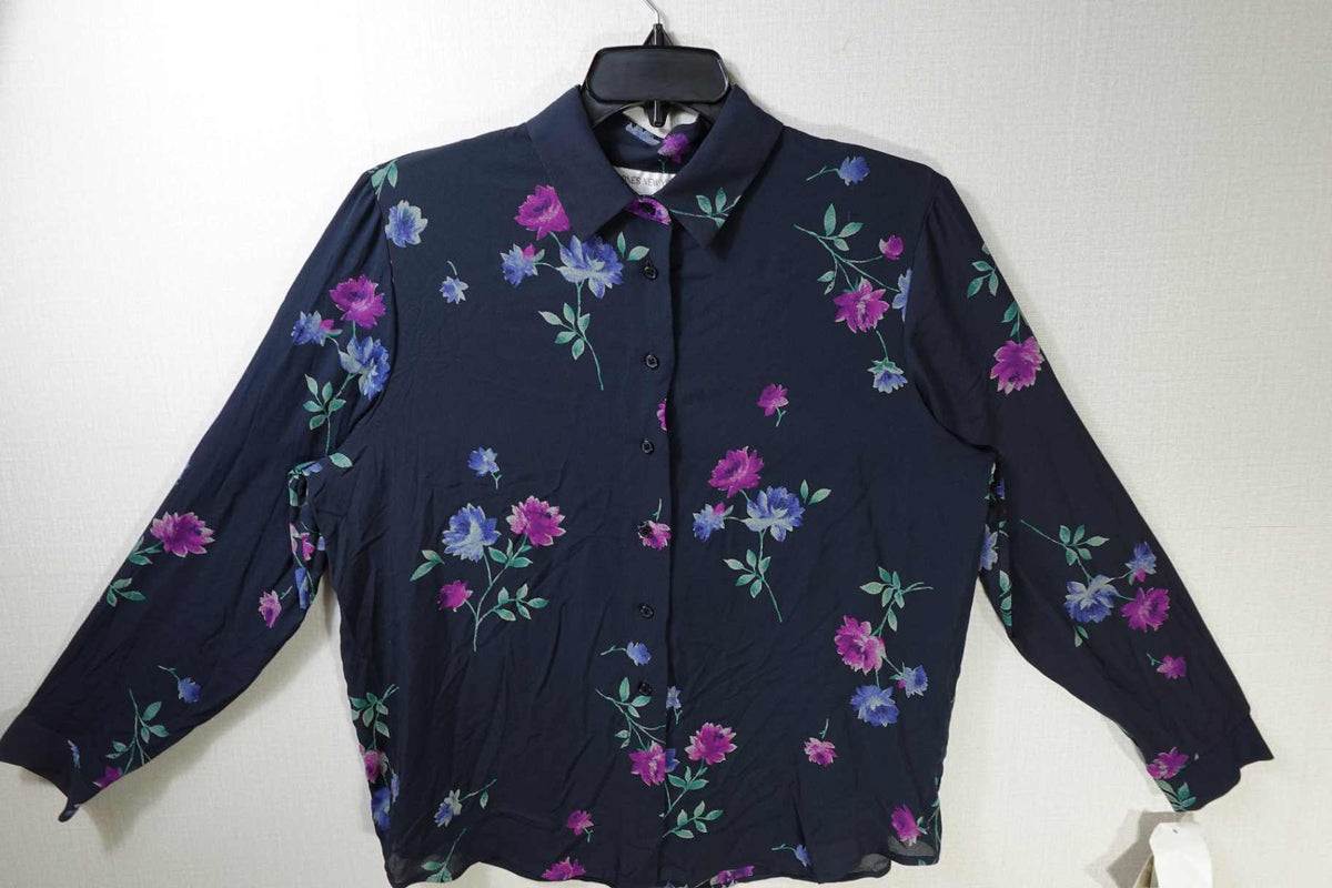 Jones New York, New Vintage Long Sleeves Top, 16, Silk