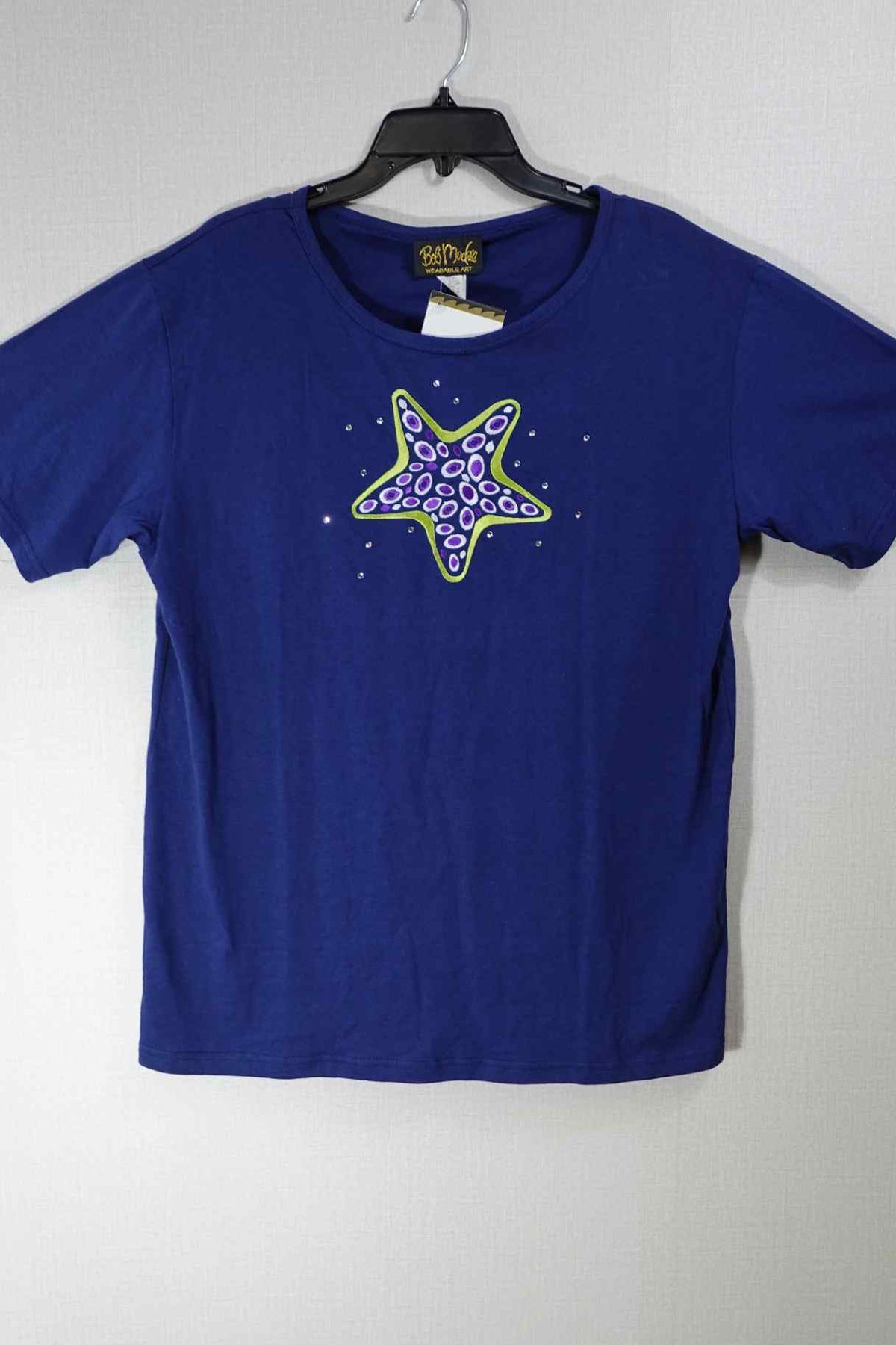 Bob Mackie, New Short Sleeved Top, L, cotton